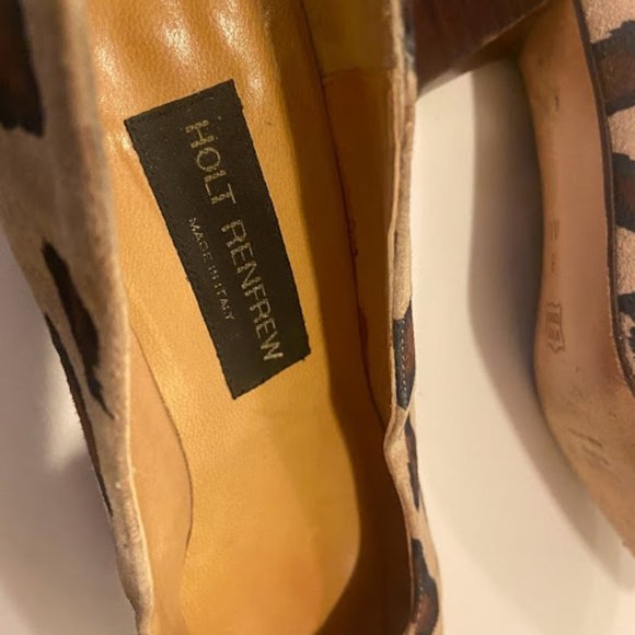 Holt Renfrew Leopard Print Suede Vintage Heel Shoes - Picture 3 of 7